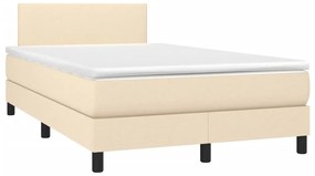 Letto a molle con materasso e led crema 120x200cm in tessuto