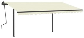 Tenda da Sole Retrattile Manuale con Pali 4x3,5 m Crema