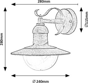 Brilagi - Applique da esterno MOLDE 1xE27/60W/230V IP44 bianco/patina