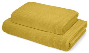 Coppia asciugamano viso ospite cotone Pop Corn giallo