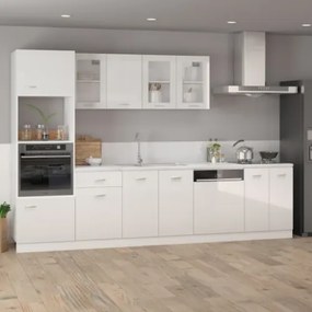 Armadio per Microonde Bianco Lucido 60x57x207 cm in Truciolato