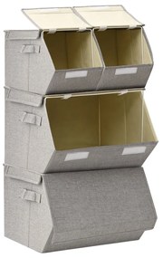 Scatole Portaoggetti Impilabili Set di 4pz in Tessuto Grigio