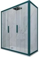 Box doccia 2 ante scorrevoli 80x130 CM H 200 Vetro Trasparente Profilo Verde Night Watch mod. Glam Duo