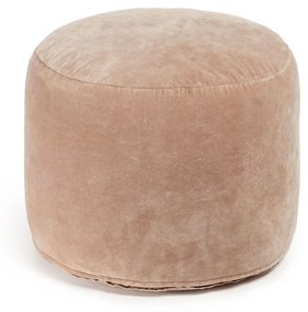 Kave Home - Pouf rotondo Angelica 100% 100% cotone in velluto rosa Ø 45 cm