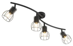 Faretto da soffitto moderno nero 86 cm 4 luci - Botu