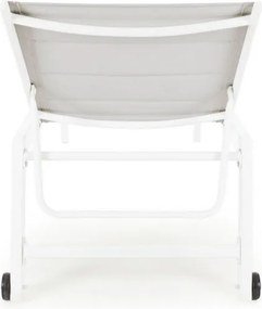 Lettino Prendisole Alto In Alluminio Con Ruote Hilde Bianco Cloud LD30