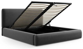 Letto matrimoniale imbottito grigio scuro con contenitore e doghe 180x200 cm Colonel - Cosmopolitan Design