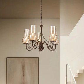 Brilagi - LED Lampadario a sospensione con catena COTTAGE 5xE14/40W/230V marrone