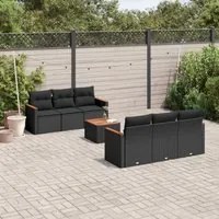 Set Divani da Giardino con Cuscini 7pz Nero Polyrattancod mxl 88297