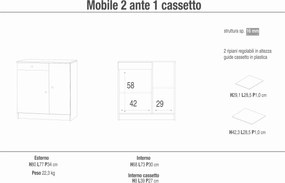 KIRA - mobiletto portaoggetti ad due ante ed un cassetto