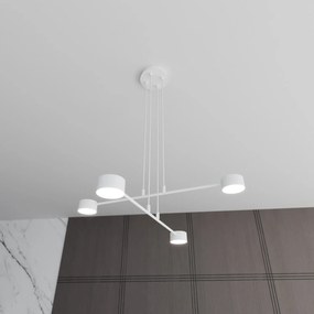 Sospensione Moderna Tefnut 4 Luci In Acciaio Bianco