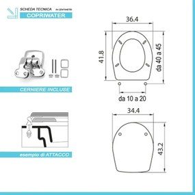 Copriwater Colibri 2 Bianco Pozzi Ginori in legno rivestito con cerniere