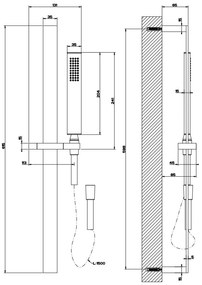 Asta saliscendi doccia con doccetta anticalcare e flessibile 150 cm Cromo Rettangolo 20145 Gessi