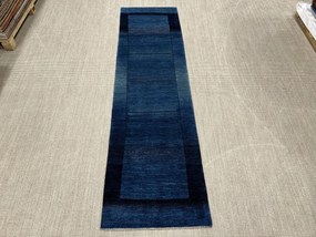 Loribaft Tappeto 80 x 300 Blu (Iran) Annodato A Mano