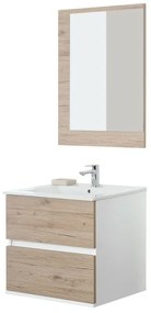 Composizione Bagno Sospesa 60 cm Colore Rovere di Bordeaux 2 Cassetti