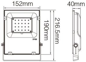 Faro LED 20W RGB+CCT  IP65 Dimmerabile - RF 24 GHz Colore RGB+CCT