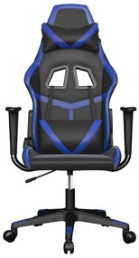 Sedia da gaming massaggiante nero e blu in similpelle