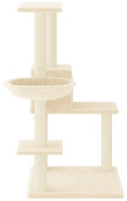 Albero per gatti con tiragraffi in sisal crema 95 cm