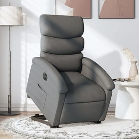 Poltrona Alzapersona Reclinabile Elettrica Grigio Scuro Tessuto /