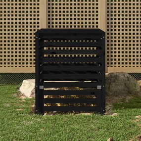Compostiera Nera 82,5x82,5x99,5 Cm İn Legno Massello Di Pino /