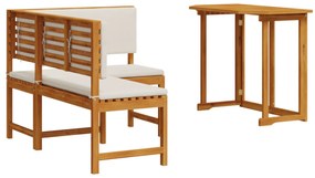 Set da pranzo da giardino 2 pezzi con cuscini in legno massello di acacia