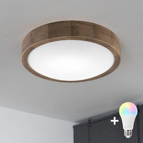 Brilagi-LED RGBW Plafoniera dimmerabile CARVALHO SLIM 1xE27/9W/230V Wi-Fi rovere Ø 27 cm