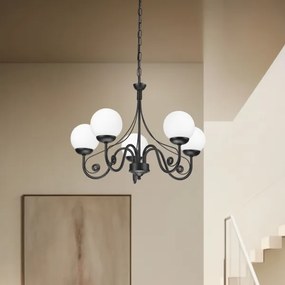 Brilagi - LED Lampadario a sospensione con catena COTTAGE 5xG9/40W/230V nero/bianco