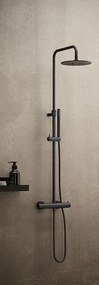 Paffoni Mini Birillo Zcol638liqno Colonna Doccia Con Miscelatore Soffione Tondo 22 Cm Flessibile 150 Cm Pvc Nero Opaco