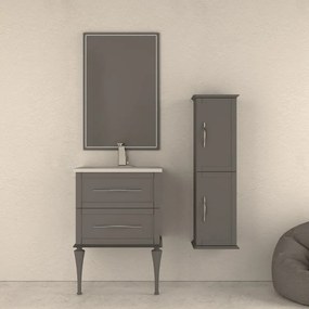 Mobile da bagno sotto lavabo BADEN HAUS TIFFANY grigio laccato opaco L 60 x H 55 x P 46 cm 2 cassetti, lavabo non incluso