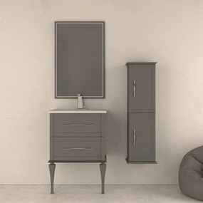 Mobile da bagno sotto lavabo BADEN HAUS TIFFANY grigio nuvola laccato opaco L 60 x H 55 x P 46 cm 2 cassetti, lavabo non incluso