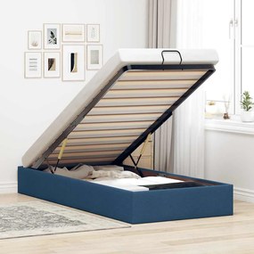 Struttura Letto Pouf Senza Materasso Blu 90x200 Cm İn Tessuto /