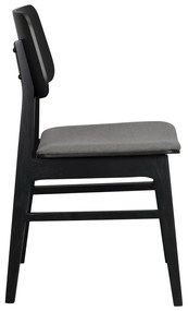 Sedia da pranzo nera con cuscino grigio scuro Nagano - Rowico