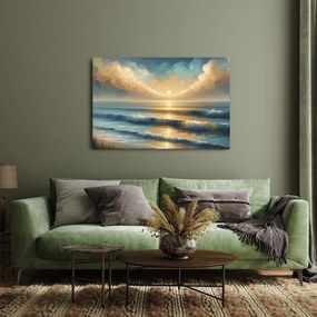 Quadro su tela – Alba dorata sul mare