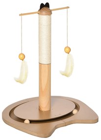 Albero Tiragraffi per Gattini 40x37x51 cm con Piume Palline e Accessori in Legno Marrone e Beige