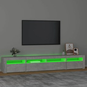 Mobile porta tv con luci led grigio cemento 240x35x40 cm