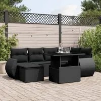 Set Divani da Giardino con Cuscini 7pz Nero Polyrattan 3268675