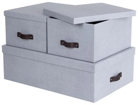 Scatole di cartone grigio chiaro con coperchio in set da 3 31x47x15 cm Inge - Bigso Box of Sweden