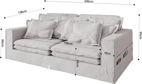 Divano bianco 236 cm Nora – Ropez