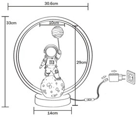 Zuma Line EX04F307U-1 - Lampada da tavolo LED ASTRONAUT LED/4W/5V nero