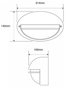 Plafoniera E27 IP54, Nera, 214x142mm mod. Palpebra Colore del corpo Nero