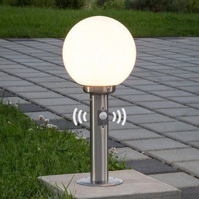 Lampioncino da terra Vedran di Lindby, 45 cm, acciaio inossidabile, vetro,