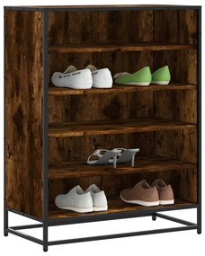 Scarpiera Rovere Fumo 75x38x97,5 Cm Legno Multistrato Metallo /
