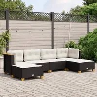 Set Divano da Giardino 6 pz con Cuscini Nero in Polyrattan 3261947