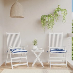Cuscini Per Sedia 2pz Bianco E Blu 50x50x7 Cm İn Tessuto Oxford /