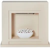 Camino elettrico Riscaldatore Beige MDF Mantello LED Carboni Ciottoli Fuoco Fiamme con Termostato