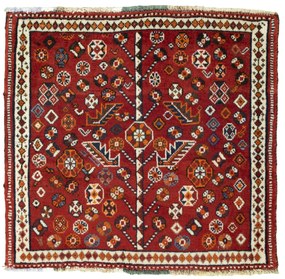 Shiraz Tappeto 60x60 Rosso (Iran) Annodato A Mano