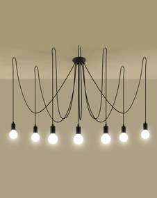 Lampadario a Sospensione 7xE27 EDISON 7 in Acciaio Nero