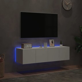 Mobili TV a Parete con Luci LED 2pz Bianchi 60x35x31 cm