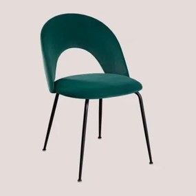 Confezione da 4 sedie da pranzo in velluto Glorys Verde Jungle & Nero - Sklum