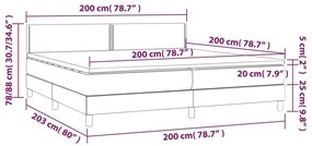 Letto a Molle Materasso e LED Grigio Chiaro 200x200 cm Tessuto